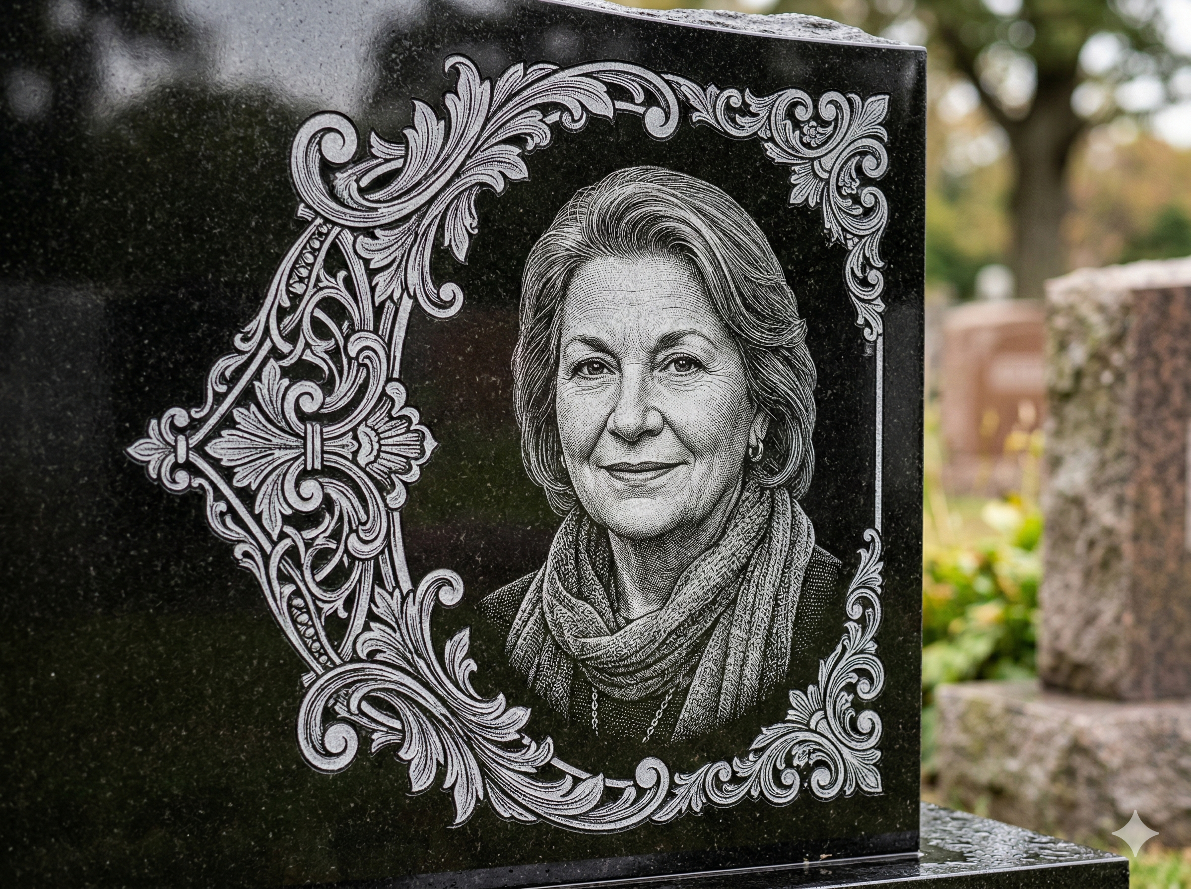 Custom monument engraving detail